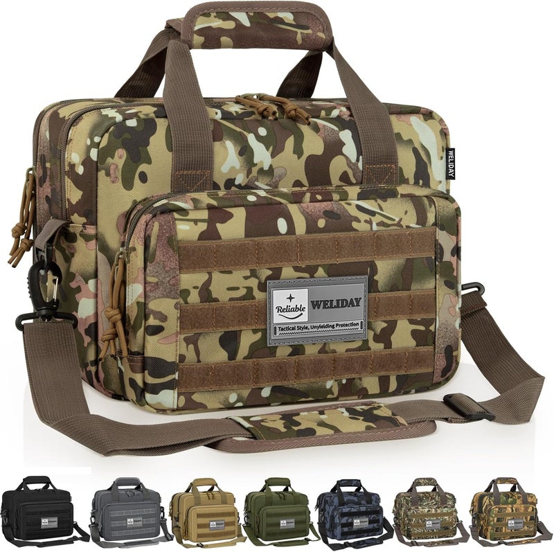 WELIDAY Gun Range Bag, Tactical 2 Pistol Bag for Handguns and Ammo, Firearm Shooting Case with Multi-Pockets, Duffle Bag for Shooting & Outdoor Hunting - Image 1